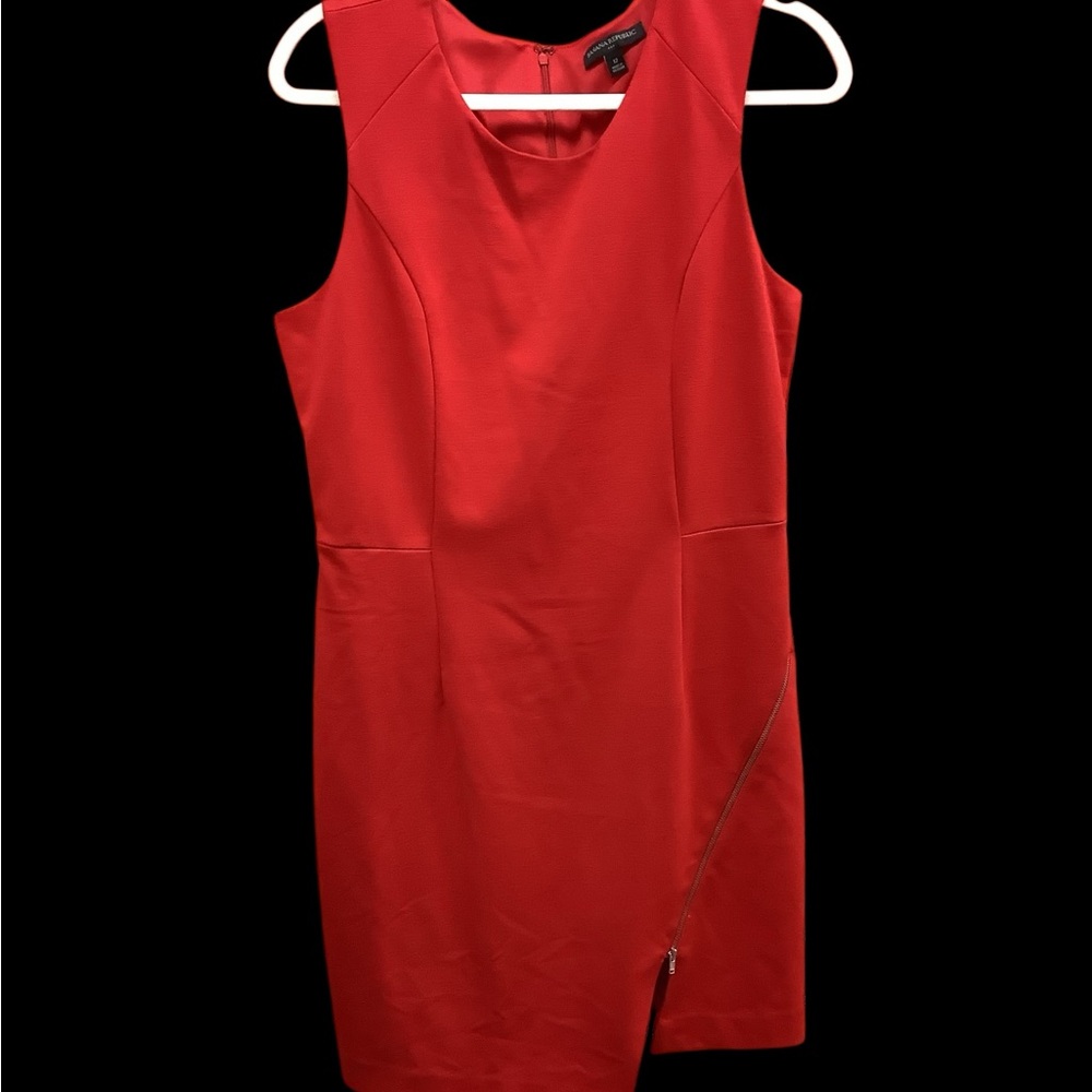 Red Asymmetrical Zipper Sheath Dress
